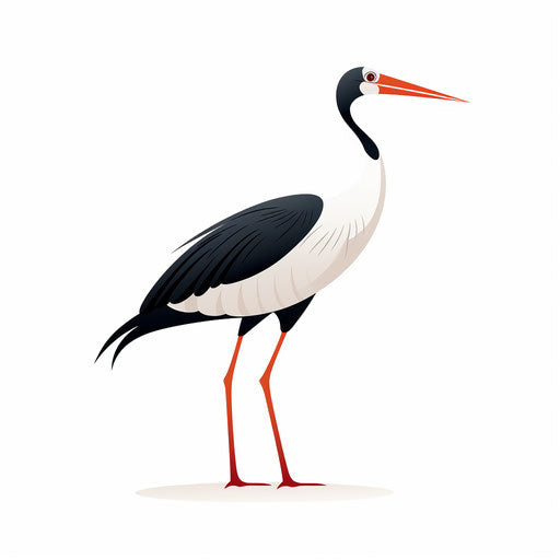 Minimalist stork clipart on white background