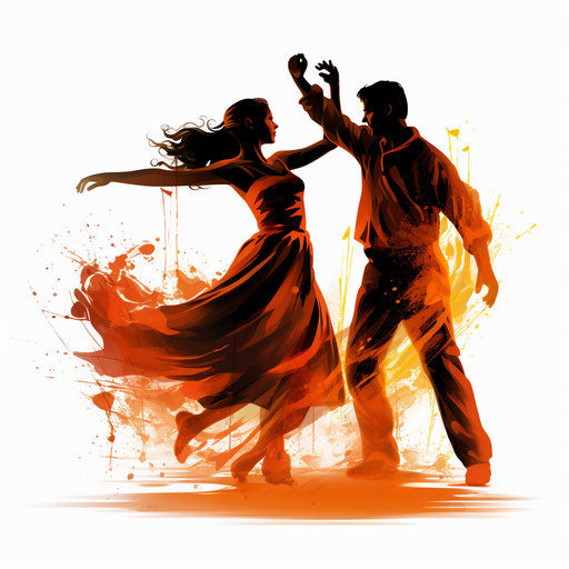 Dance clipart in the style of Chiaroscuro Art, on a white background