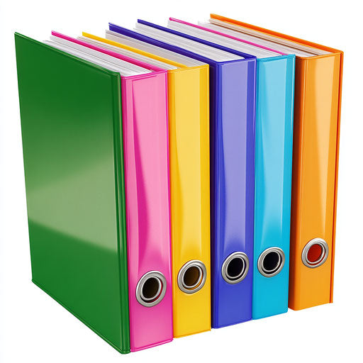 Realistic clipart of binders, high resolution, no background, isolated