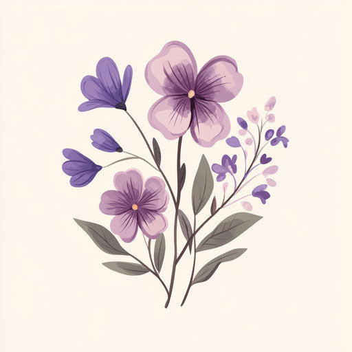 Beautiful flat clipart style sketch for violet flower tattoo