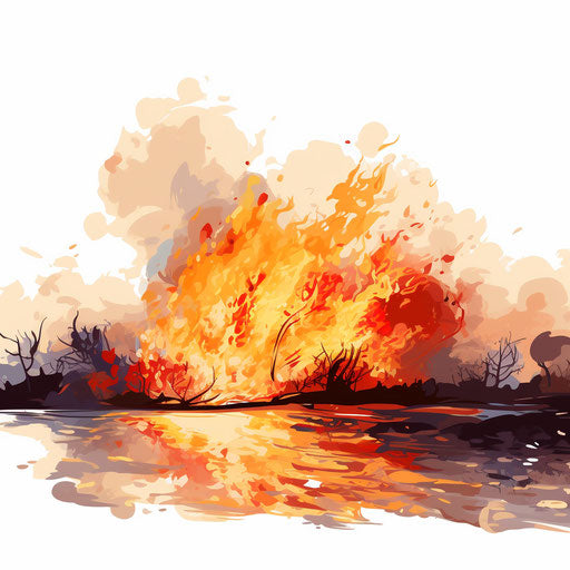 Fire clipart in the style of Impressionistic Art, on a white background