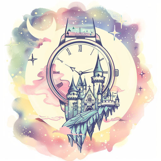 Fairy tale watch with castle on dial