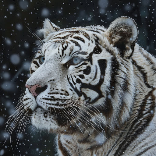 White tiger in gentle snowfall