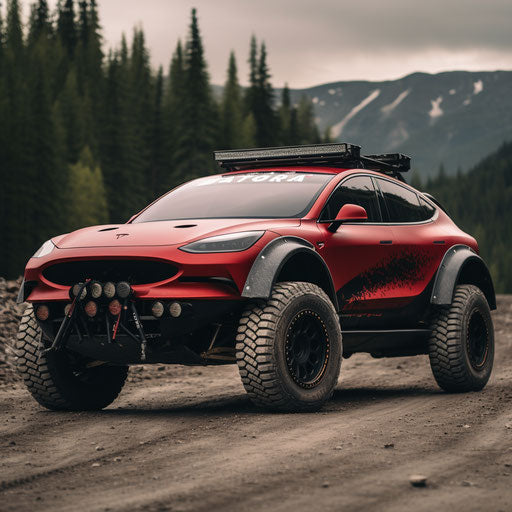 Tesla Model Y, a rally version with off-road modifications