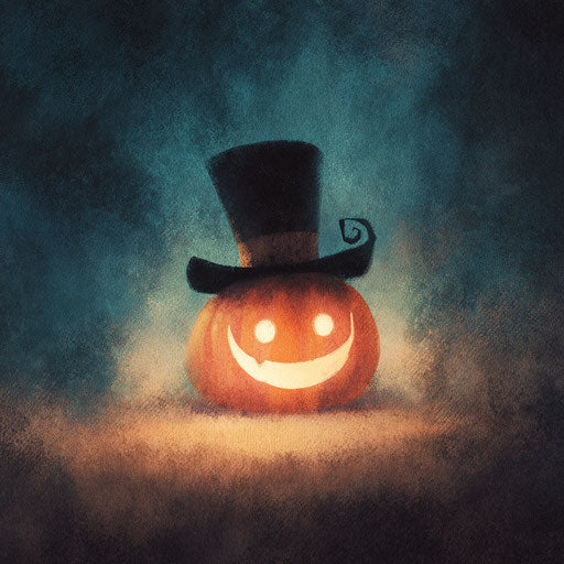 Cheerful Halloween Vibe with Bright Pumpkin and Hat