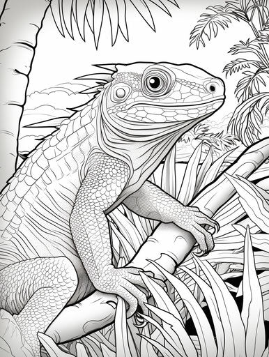 Coloring page on an island with a palm tree