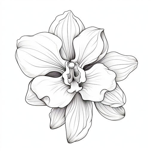 Linear orchid tattoo inspired by Norwegian nature