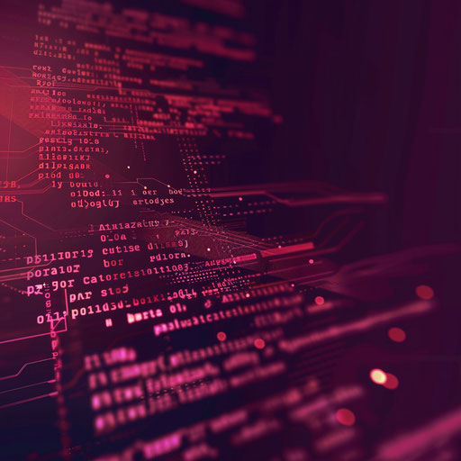 Flat maroon background with realistic coding clipart