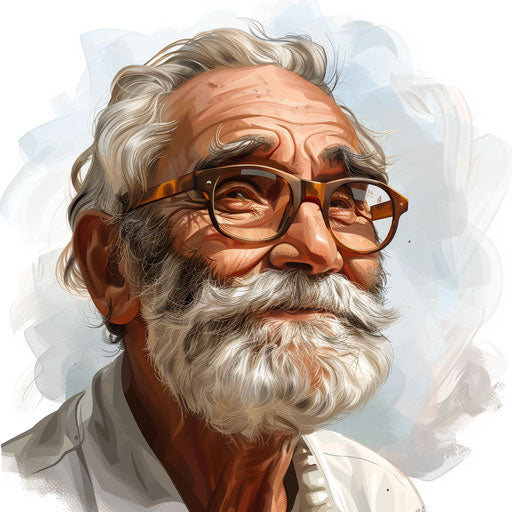 Uncle clipart in photorealistic style with flat and white background, dynamic colors and soft highlights