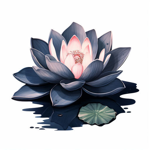 Lotus clipart in the style of Chiaroscuro Art, on a white background