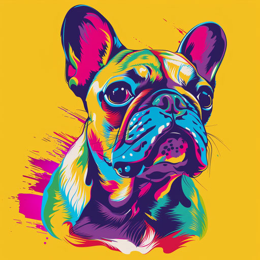 Colorful dog tattoo sketch in a vibrant pop art flat style