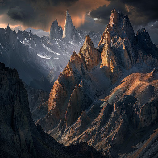 The Sierra Nevada Mountains with dramatic lighting