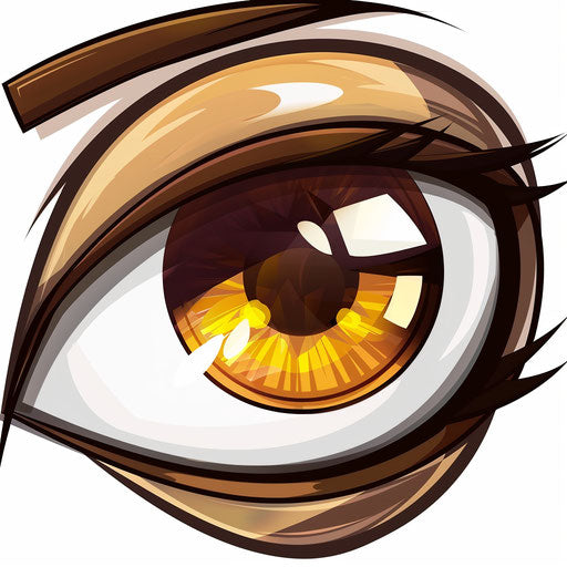Eye icon for game menu with brown and yellow iris