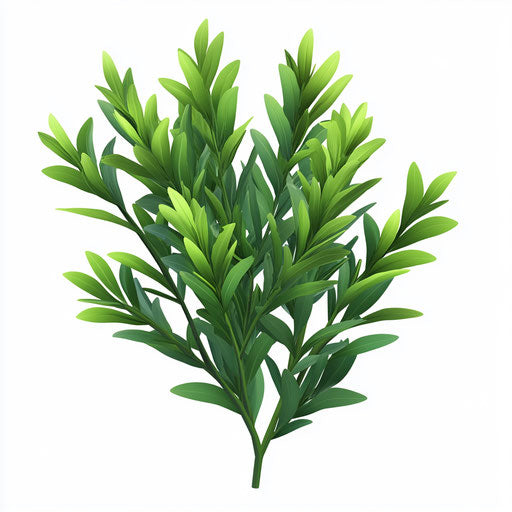 3D Rosemary in photorealistic style with a flat white background, isolated clipart