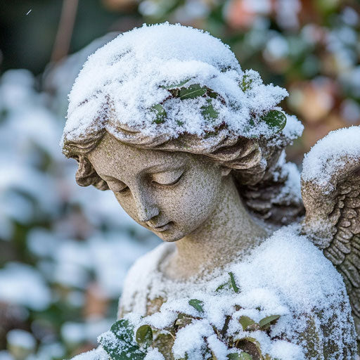 Garden angel in snow