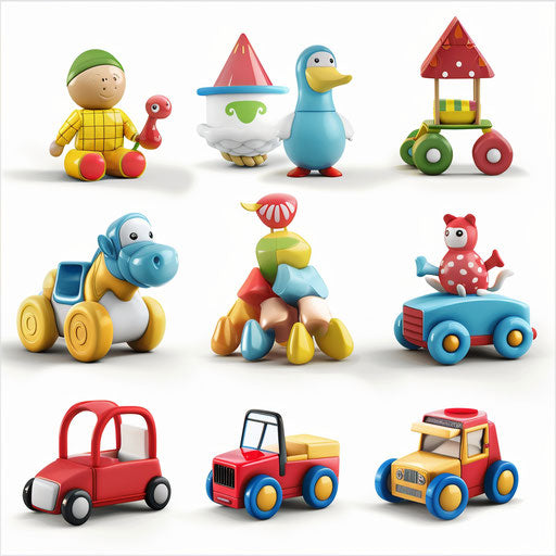 Toys clipart in a realistic style on white background