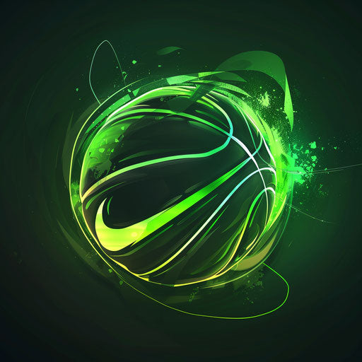 Modern basketball logo with dynamic swoosh on vibrant green background
