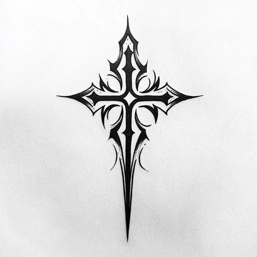 Basic cross sketch for men's tattoo in flat clipart style