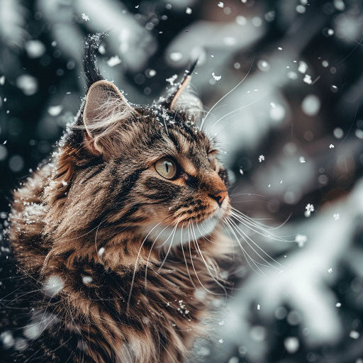 Brown cat in the snow