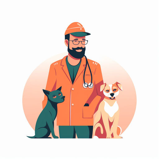 Minimalist style veterinary clipart, on white background