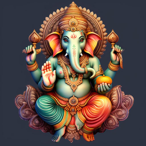 Ganpati clipart in the style of Chiaroscuro Art on white background