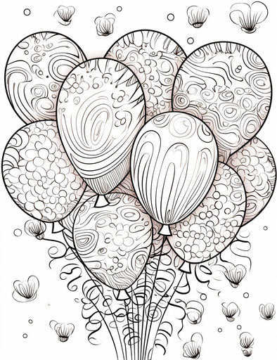 Birthday coloring pages with balloons