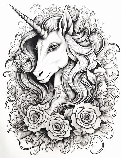 Pretty little unicorn coloring pages, captivating style, tim shumate, cartoonish