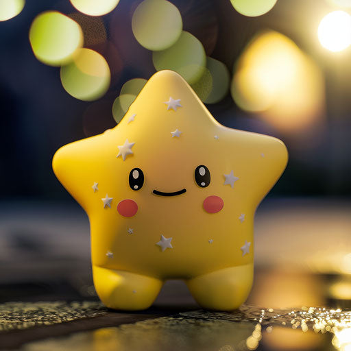 Yellow star with blushing smiley face