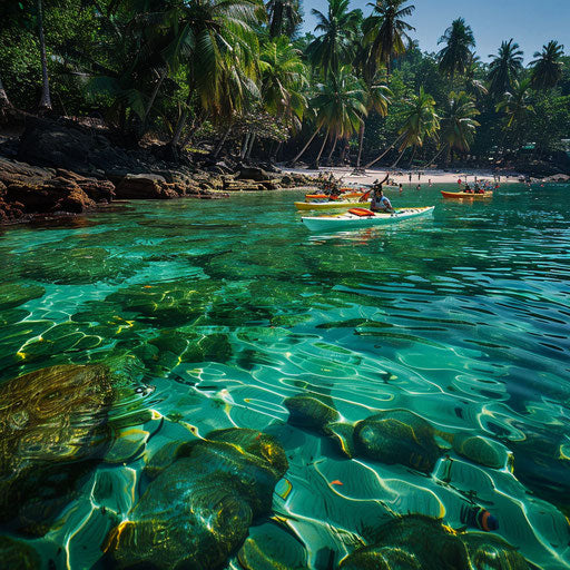 Palolem Beach, India: kayakers in clear waters