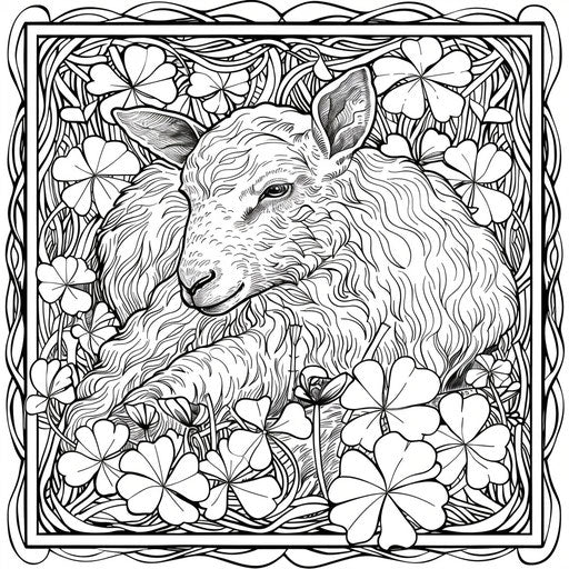 Lamb lying in a field of clover