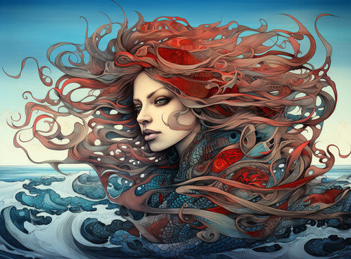 Beautiful haired woman in shamanic spirit