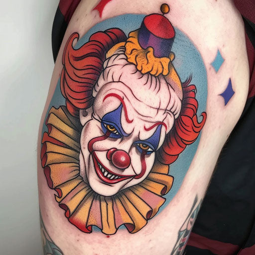 Colorful circus clown on white background