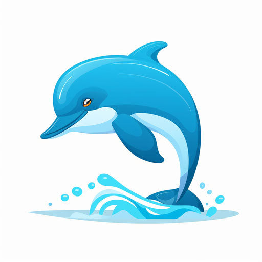 Minimalist-style dolphin clipart on white background
