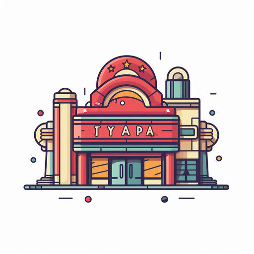 Movie theater clipart in Minimalist style, on white background
