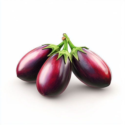 3D eggplant on flat white background, isolated clipart