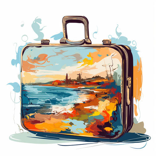 Suitcase clipart in the style of Oil painting, on a white background