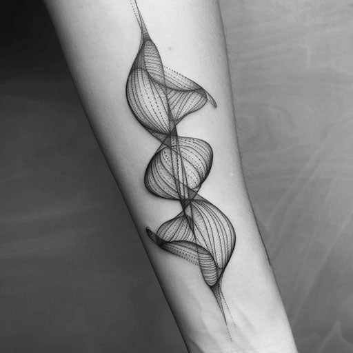 Flat tattoo sketch of an optical illusion with a twisted line