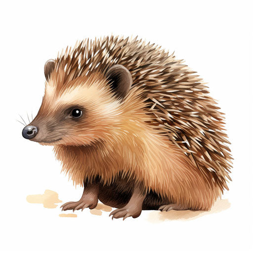 Hedgehog clipart in the style of Chiaroscuro Art, on white background