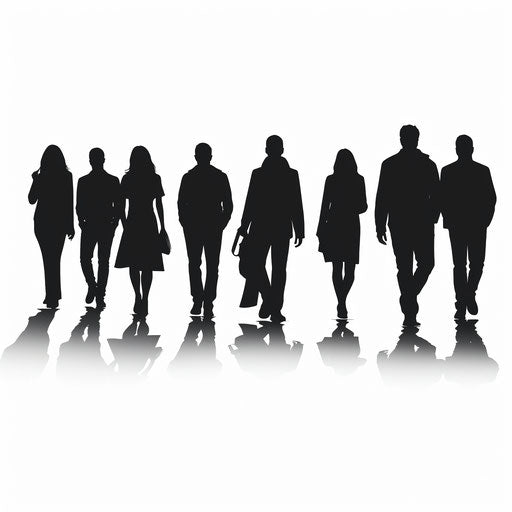 People silhouettes in Minimalist style on white background