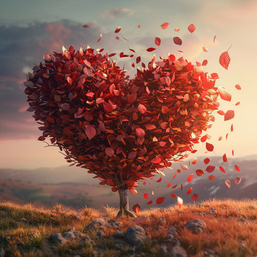 Heart-shaped tree with falling leaves