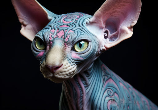 paradise bird/sphynx cat, explosive pigmentation 33:23