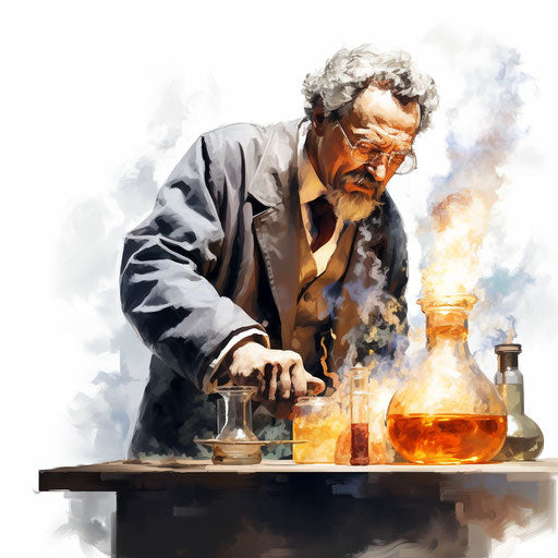 Scientific illustration in the style of Oil painting, on white background