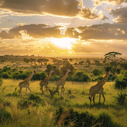 Wild Harmony: Giraffes in the Golden Savanna