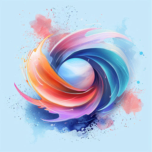 3D logo with hand-drawn elements and colorful palette against watercolor background