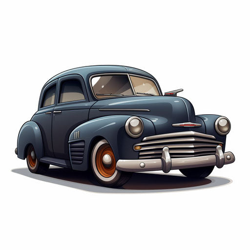 Car cartoon in the style of Chiaroscuro Art, on a white background