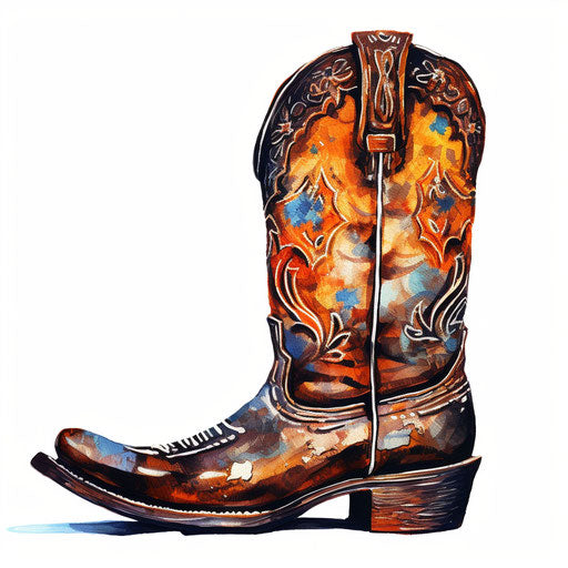 Cowboy boot in Oil painting style on white background