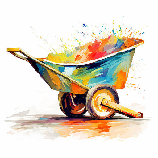 Impressionistic wheelbarrow clipart on white background