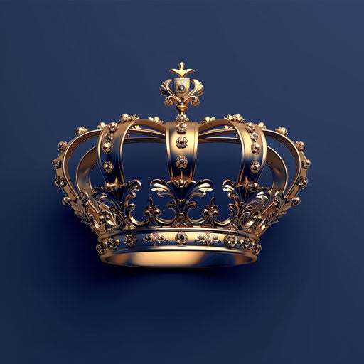 Realistic crown clipart on flat indigo background
