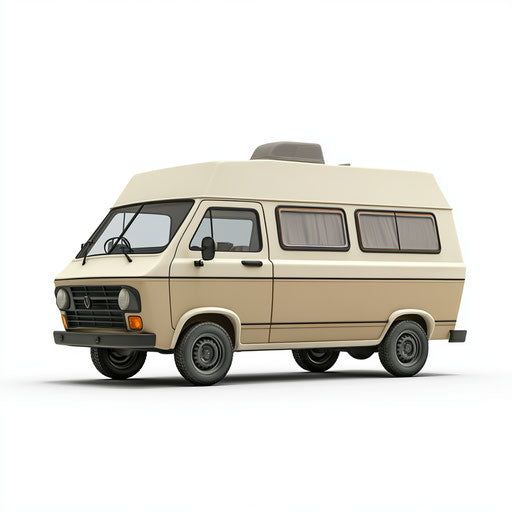 3D van on white background in realistic style, isolated clipart