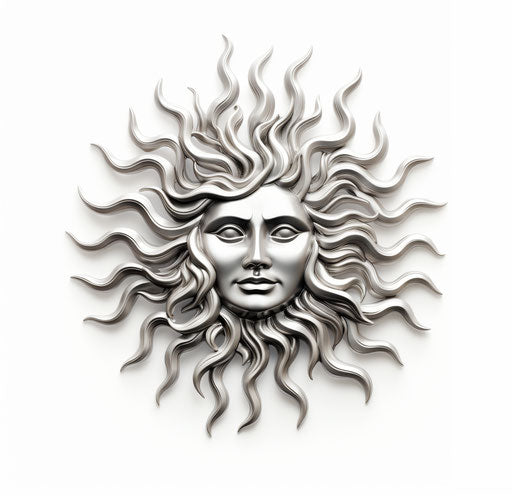 Sun art, elegant negative space, prehistoric, bold black outlines, cyclorama, mythology-inspired